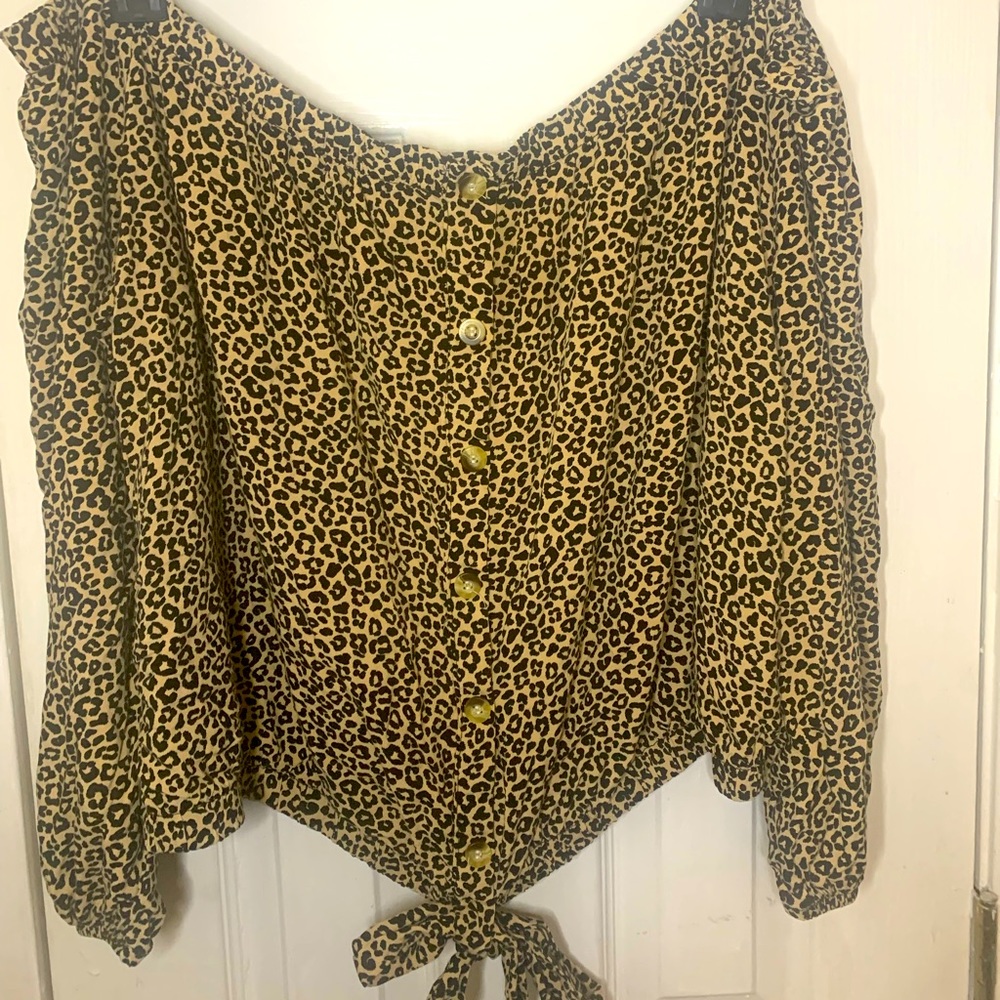 Cheetah Print Off the Shoulder Blouse